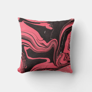 Colourful red marble ink paper textures on white b throw pillow