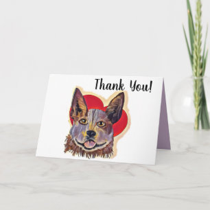 Colourful Red Merle PopArt Cattle Dog Love Heart Card