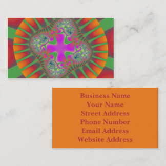 Colourful Red, Orange and Green Fractal Business Card
