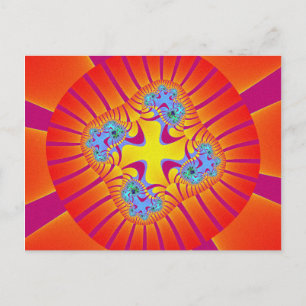 Colourful Red, Orange and Purple Fractal Postcard