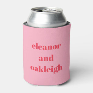 Colourful Red Pink Modern Simple Wedding Custom  Can Cooler
