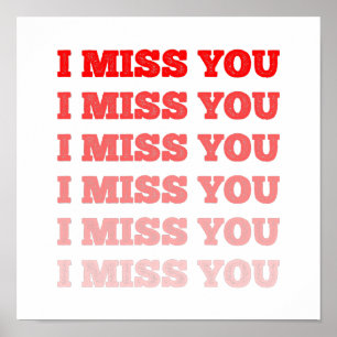 Colourful red Repeated I miss you. Poster