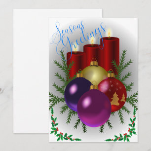 Colourful Red Seasons Greetings Holiday Card