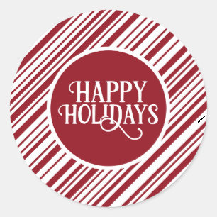 Colourful Red Stripe Holiday Classic Round Sticker
