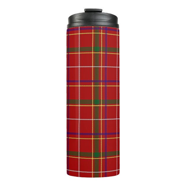 Colourful Red Tartan Plaid Thermal Tumbler (Front)