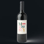 Colourful red vintage merry chritsmas favour gift wine label<br><div class="desc">Colourful red vintage merry chritsmas favour gift. Retro typography design.</div>