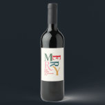 Colourful red vintage merry chritsmas favour gift wine label<br><div class="desc">Colourful red vintage merry chritsmas favour gift. Retro typography design.</div>