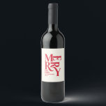 Colourful red vintage merry chritsmas favour gift wine label<br><div class="desc">Colourful red vintage merry chritsmas favour gift. Retro typography design.</div>