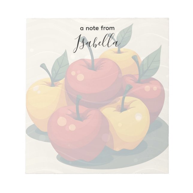 Colourful Red & Yellow Apples Personalized Notepad (Front)