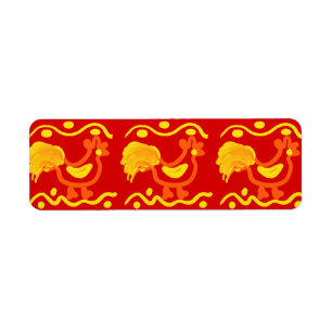 Colourful Red Yellow Orange Rooster Chicken Design