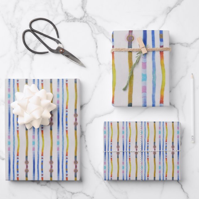 Colourful Reeds wrapping paper sheets set of 3 (Front)