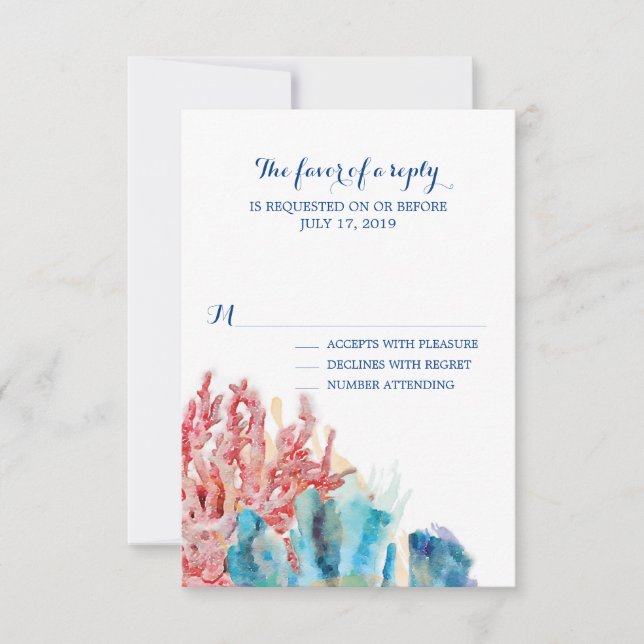 Colourful Reefs Watercolor | Wedding RSVP (Front)