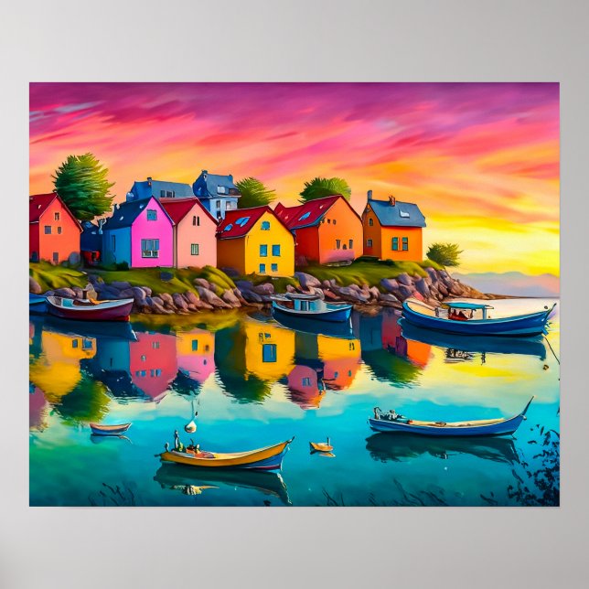 Colourful Reflection of Houses Poster (Front)