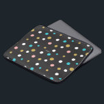 Colourful rendom dots pattern laptop sleeve<br><div class="desc">Elegant modern colourful random size dots seamless pattern with contrasting black background.</div>