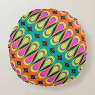 Colourful repeating diagonal pattern.abstract, art round pillow