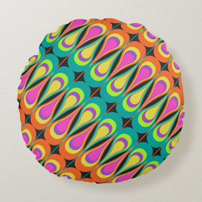 Colourful repeating diagonal pattern.abstract, art round pillow (Front)