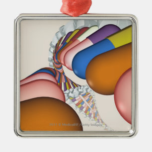 Colourful representation of a DNA strand Metal Ornament