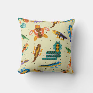 Colourful Reptile Pattern Throw Pillow