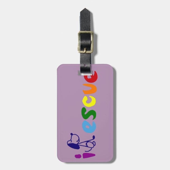 Colourful Rescue Dog Art  Letters Luggage Tag (Front Vertical)