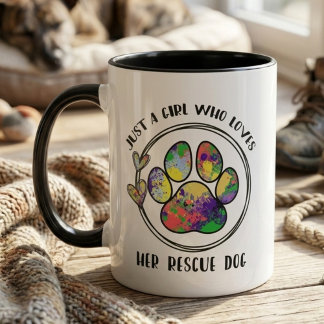 Colourful Rescue Dog Mom - Animal Lover Gift Mug