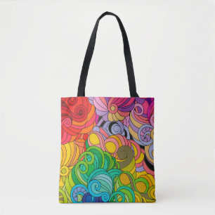 Colourful Retro 1960s Flower Power Tote Bag