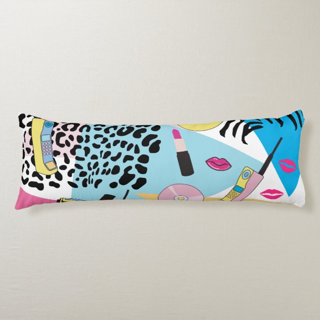 Colourful Retro 1990's Nineties Pattern Body Pillow (Front)