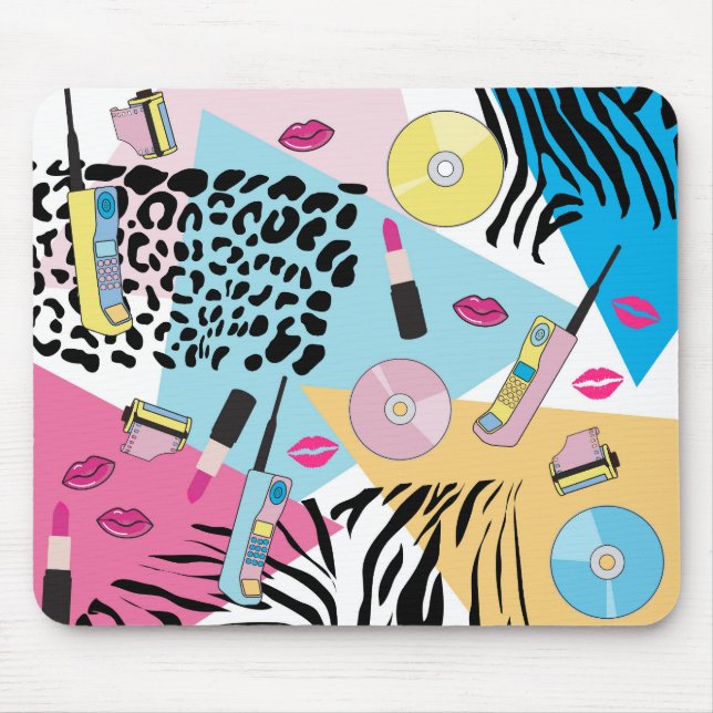 Colourful Retro 1990's Nineties Pattern Mouse Pad (Front)
