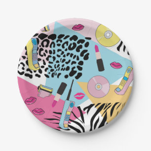 Colourful Retro 1990's Nineties Pattern Paper Plate