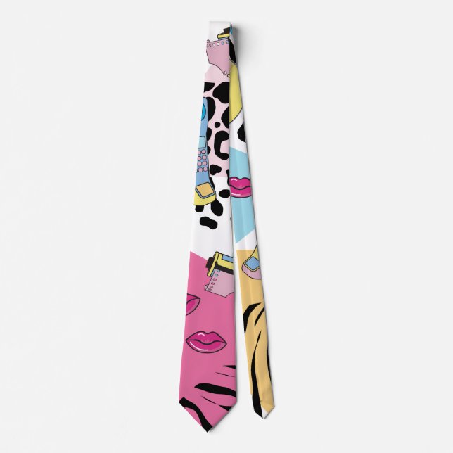 Colourful Retro 1990's Nineties Pattern Tie (Front)