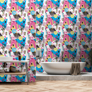 Colourful Retro 1990's Nineties Pattern Wallpaper
