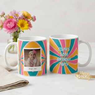 Colourful Retro 50th Birthday Photo Coffee Mug