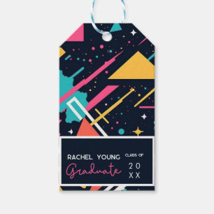 Colourful Retro 80s Blue & Pink Graduation Gift Tags