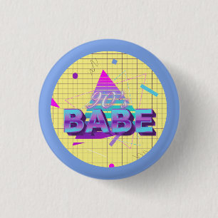 Colourful Retro 90’s Babe 1 Inch Round Button