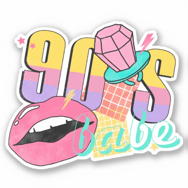 Colourful Retro 90's Babe Lips Ring Pop (Front)