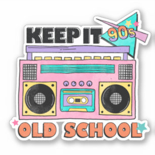 Colourful Retro 90's Neon Boombox Keep Old School