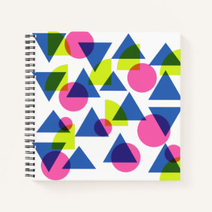 Colourful Retro 90s Neon Geometric Shapes Notebook