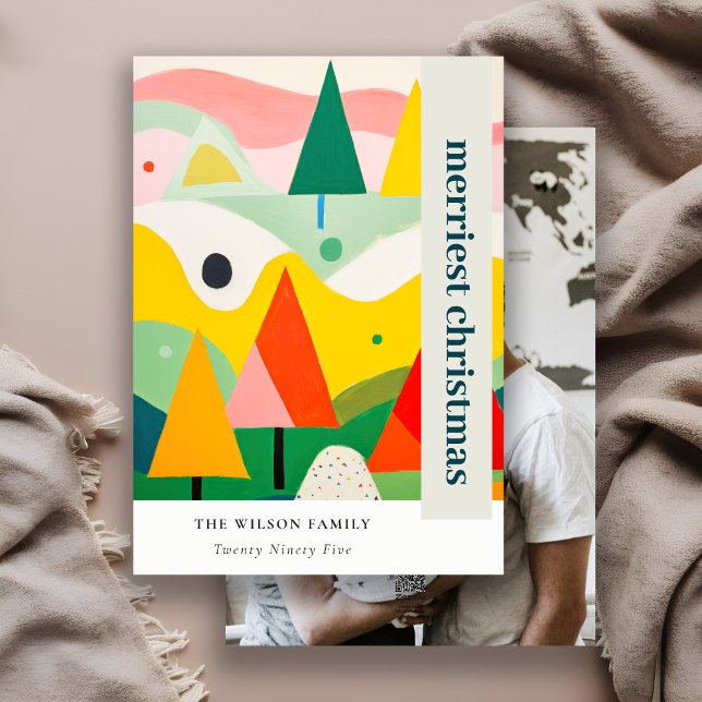 Colourful Retro Abstract Christmas Landscape Photo Holiday Card (Creator Uploaded)