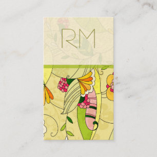 Colourful Retro Abstract Floral Collage 2 Business Card