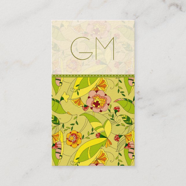 Colourful Retro Abstract Floral Collage 3 Business Card (Front)