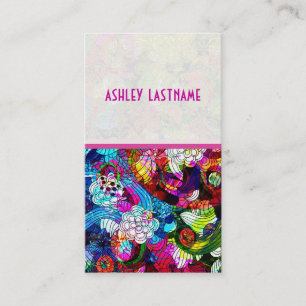 Colourful Retro Abstract Floral Collage Business Card