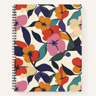 Colourful Retro Abstract Floral Patterned Spiral Notebook