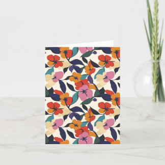 Colourful Retro Abstract Floral Patterned Thank You Card