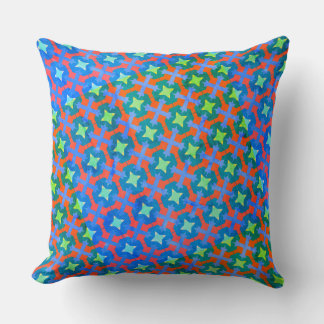Colourful Retro Abstract Geometrical Stars Pattern Throw Pillow