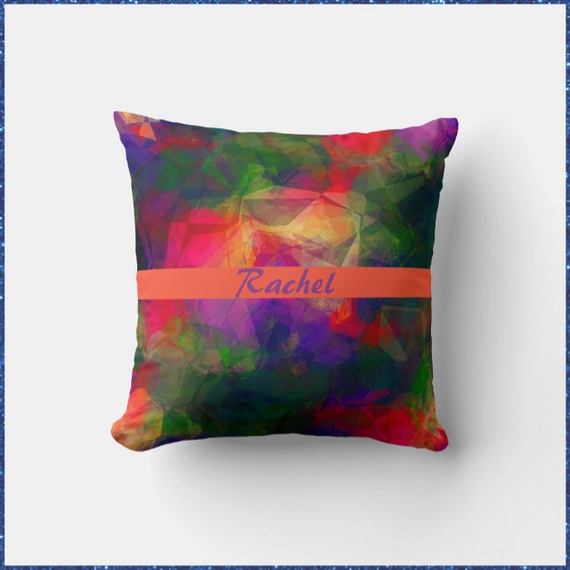 Colourful Retro Abstract Hippie Throw Pillow (Creator Uploaded)