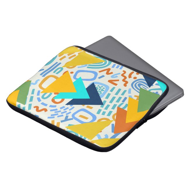 Colourful retro abstract pattern Blue Yellow  Laptop Sleeve (Front Top)