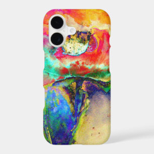 Colourful retro Abstract Poppy watercolor 