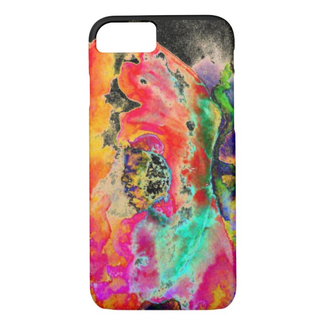 Colourful retro Abstract Poppy watercolor  Case-Mate iPhone Case (Back)