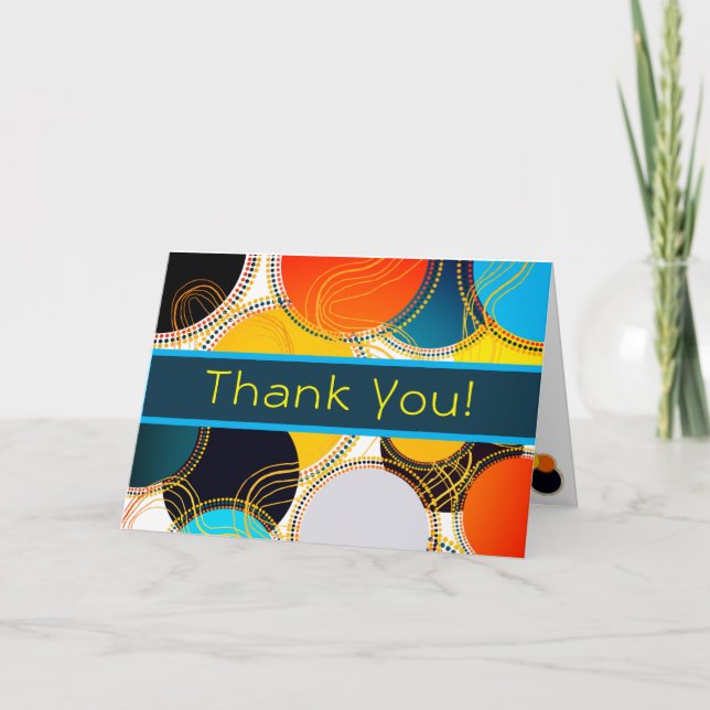 Colourful Retro Abstract Thank You Personalize Car Card (Front)