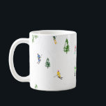 Colourful Retro Alpine Skiers Illustration Coffee Mug<br><div class="desc">Cool winter illustration design of a ski resort full of skiers in retro clothes,  skiing between spruce trees and fir trees covered in snow. Super fun winter retro ski art christmas or new years design for all winter and outdoor sports enthusiasts.</div>