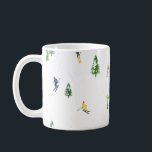 Colourful Retro Alpine Skiers Illustration Coffee Mug<br><div class="desc">Cool winter illustration design of a ski resort full of skiers in retro clothes, skiing between spruce trees and fir trees covered in snow. Super fun winter retro ski art christmas or new years design for all winter and outdoor sports enthusiasts.</div>